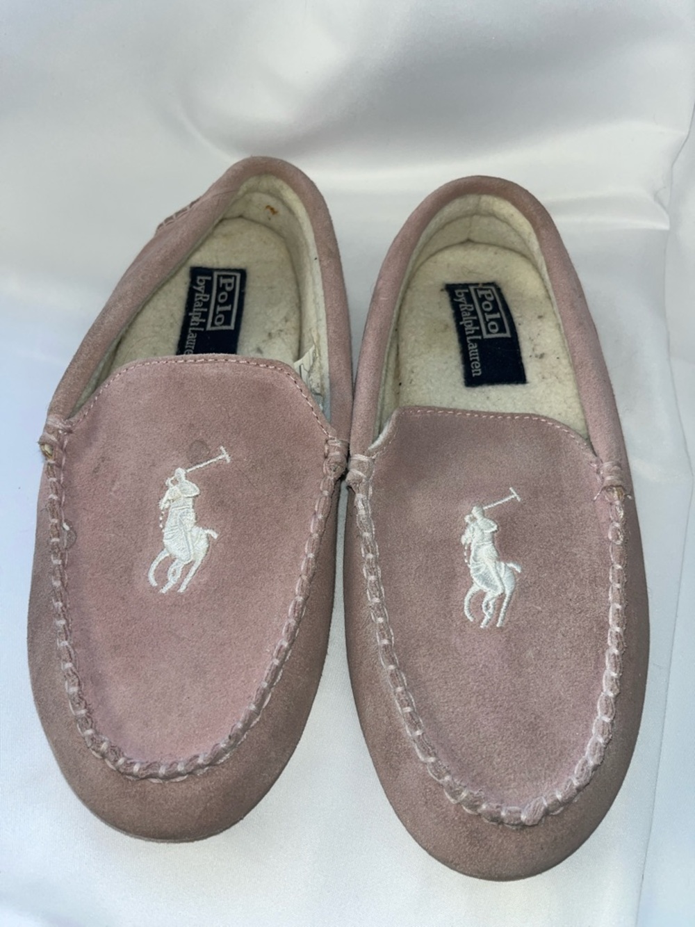 Polo by Ralph Lauren‎ Boy’s Pink Suede Embroidered Polo Loafers